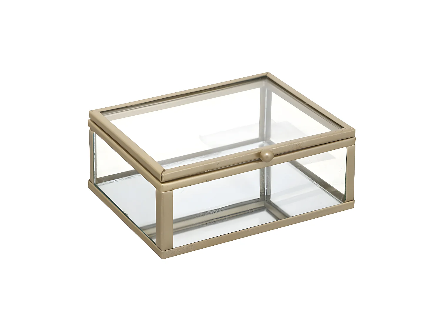 Boîte à bijoux en Verre et Métal doré 10 x 4.2 cm