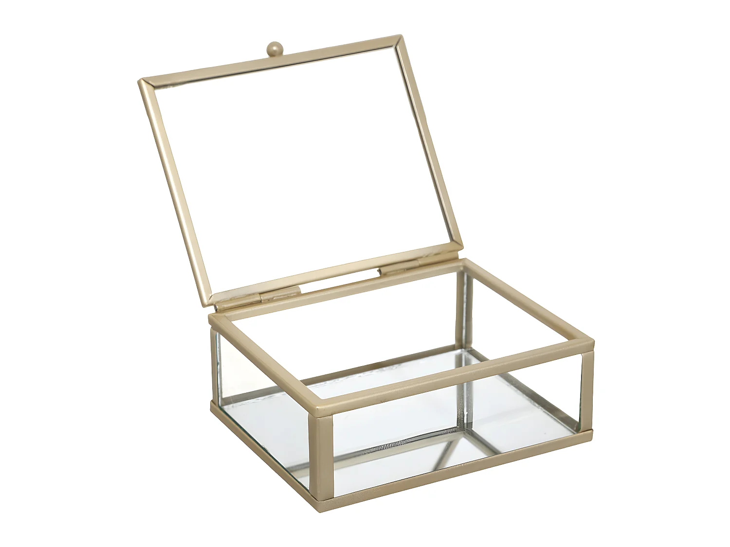 Boîte à bijoux en Verre et Métal doré 10 x 4.2 cm