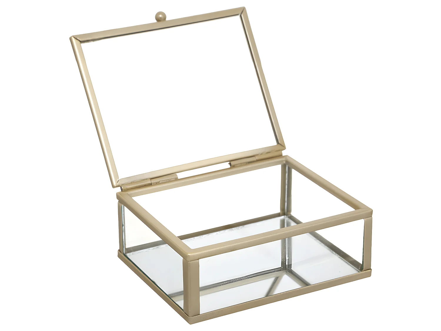 Boîte à bijoux en Verre et Métal doré 10 x 4.2 cm