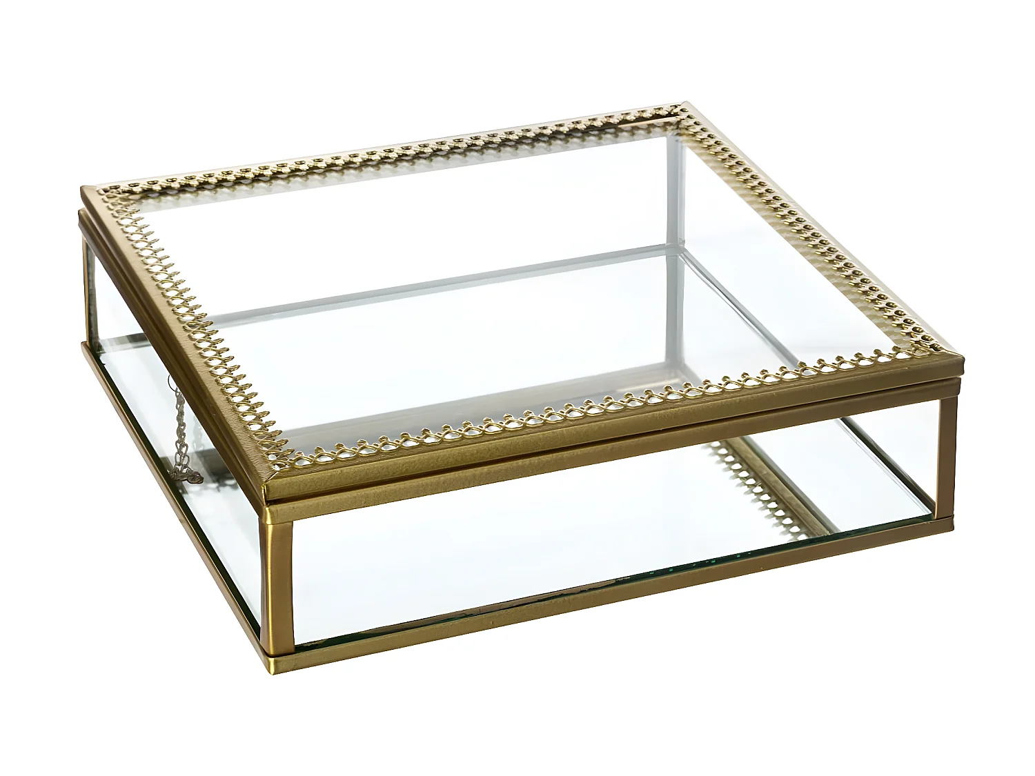 Lot de 2 Boîte à Bijoux en Verre et Métal doré