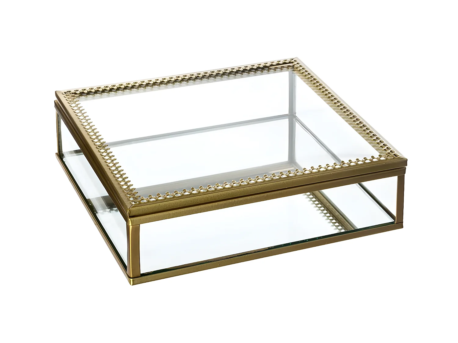 Lot de 2 Boîte à Bijoux en Verre et Métal doré