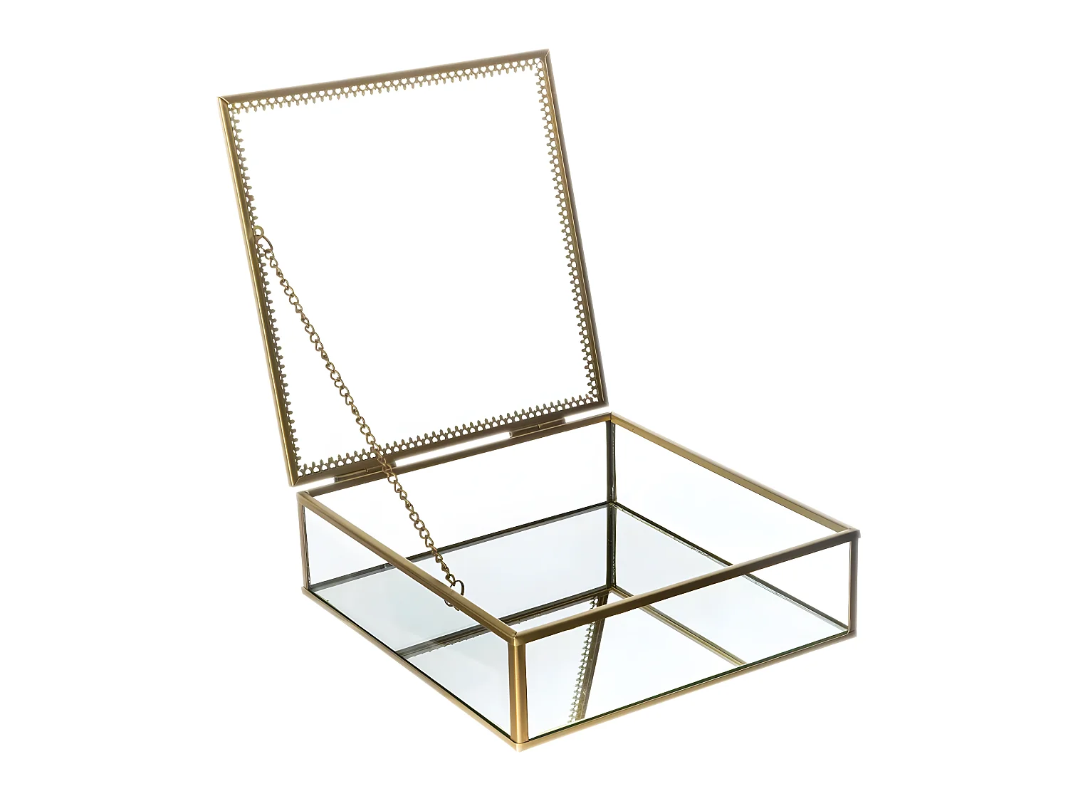 Lot de 2 Boîte à Bijoux en Verre et Métal doré