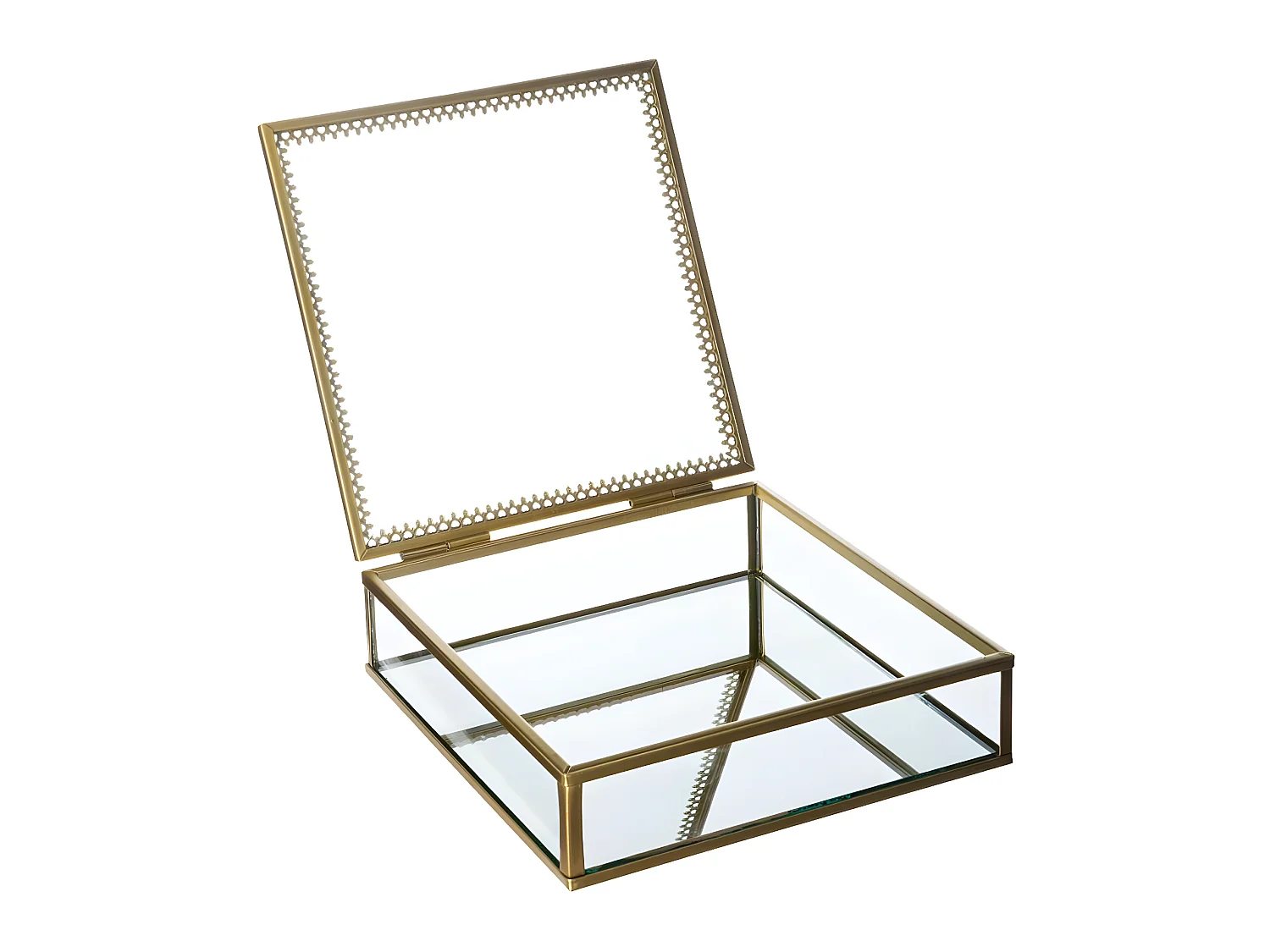 Lot de 2 Boîte à Bijoux en Verre et Métal doré