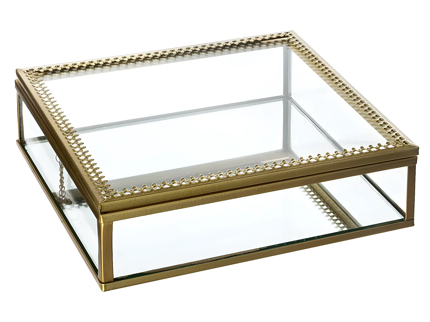 Lot de 2 Boîte à Bijoux en Verre et Métal doré