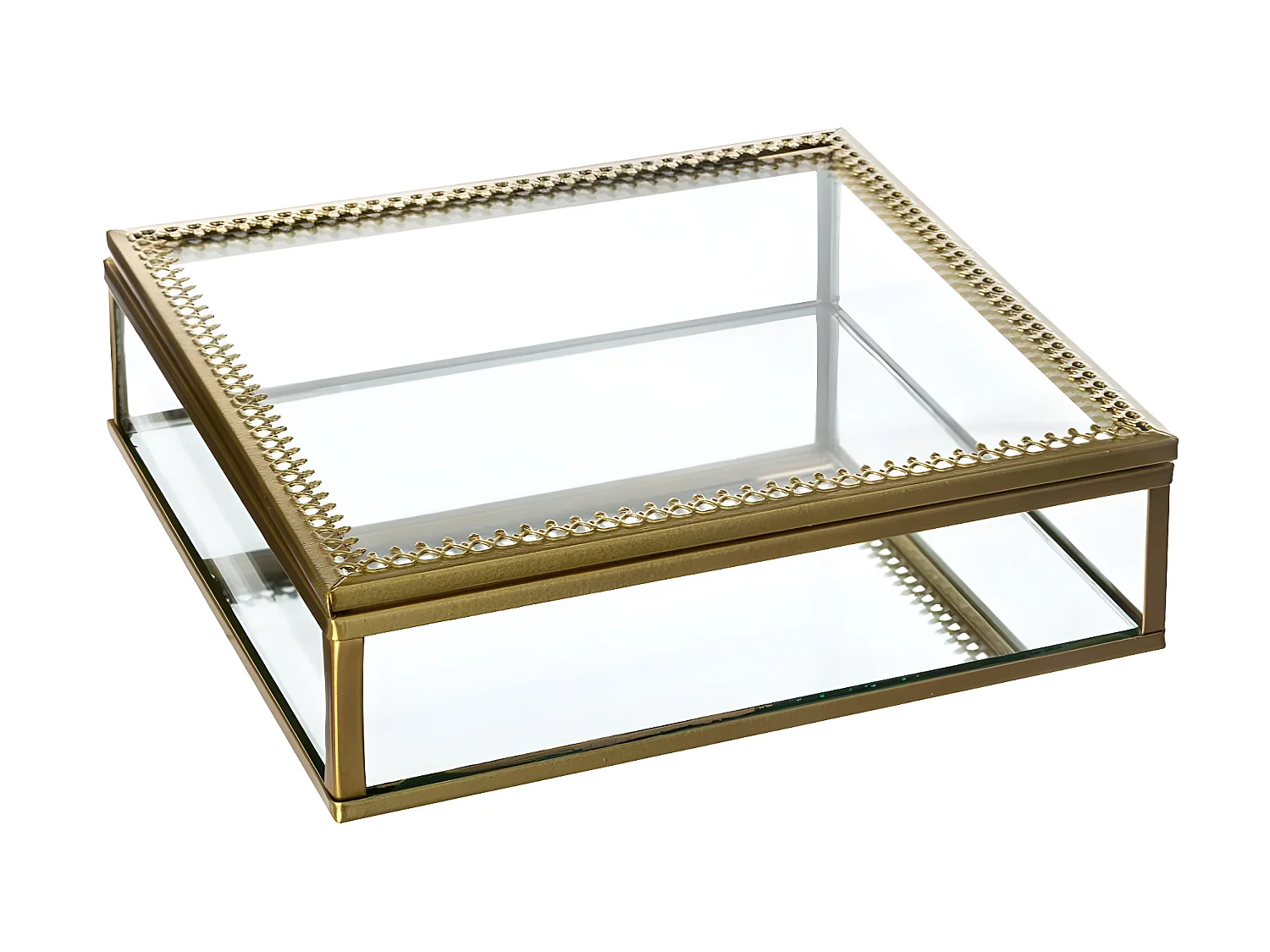 Lot de 2 Boîte à Bijoux en Verre et Métal doré