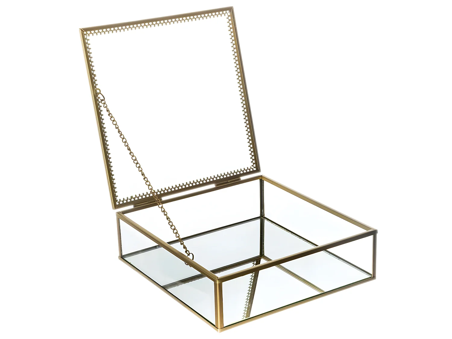 Lot de 2 Boîte à Bijoux en Verre et Métal doré