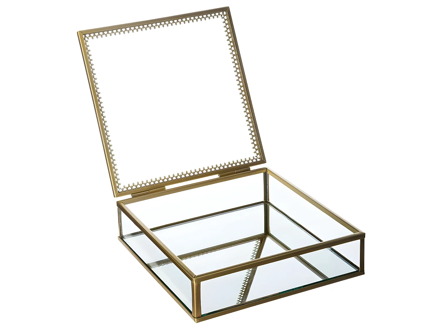 Lot de 2 Boîte à Bijoux en Verre et Métal doré