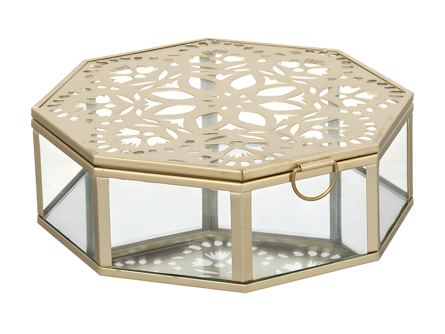 Boîte à bijoux en Verre et Métal doré 15 x 5 cm