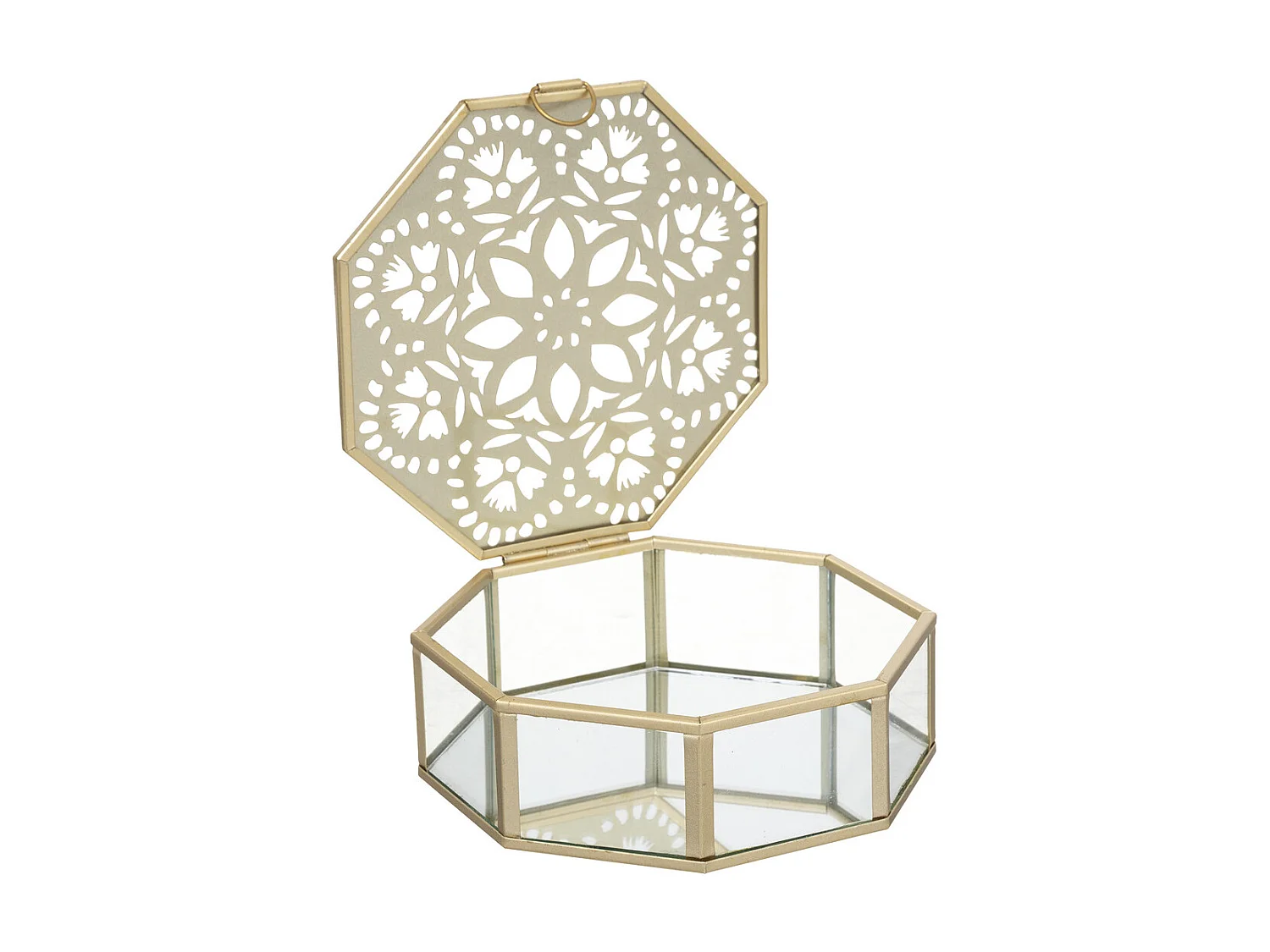 Boîte à bijoux en Verre et Métal doré 15 x 5 cm