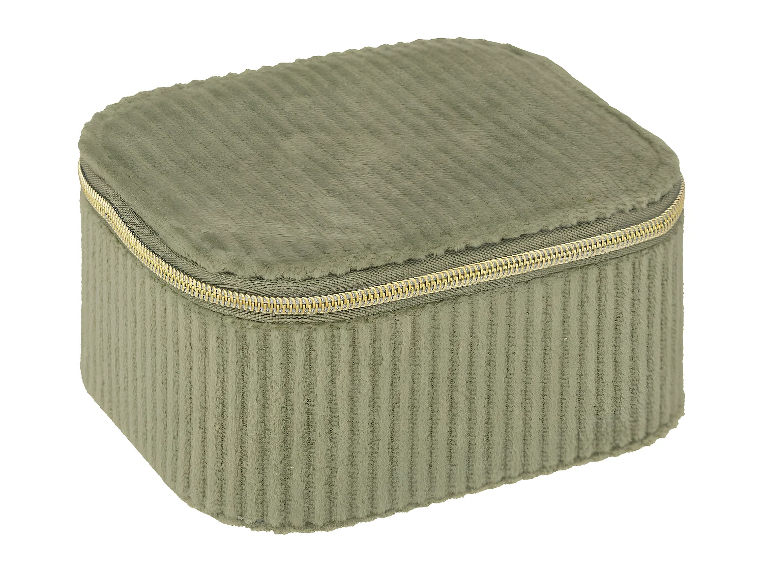 Boîte à bijoux en velours Vert Kaki avec fermeture zip
