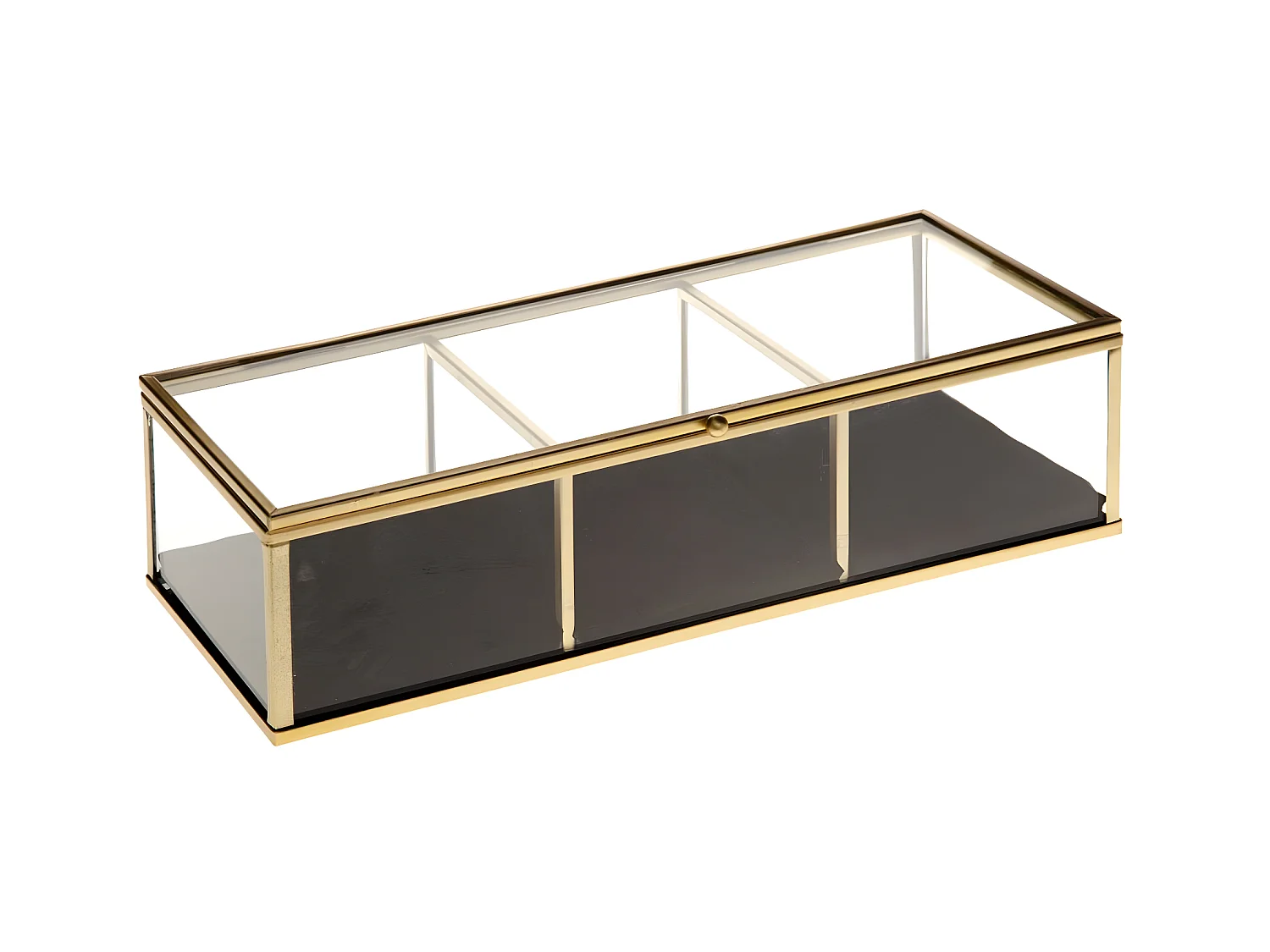 Boite à Bijoux rectangle Dorée en Verre et Velours  25 x 10 cm