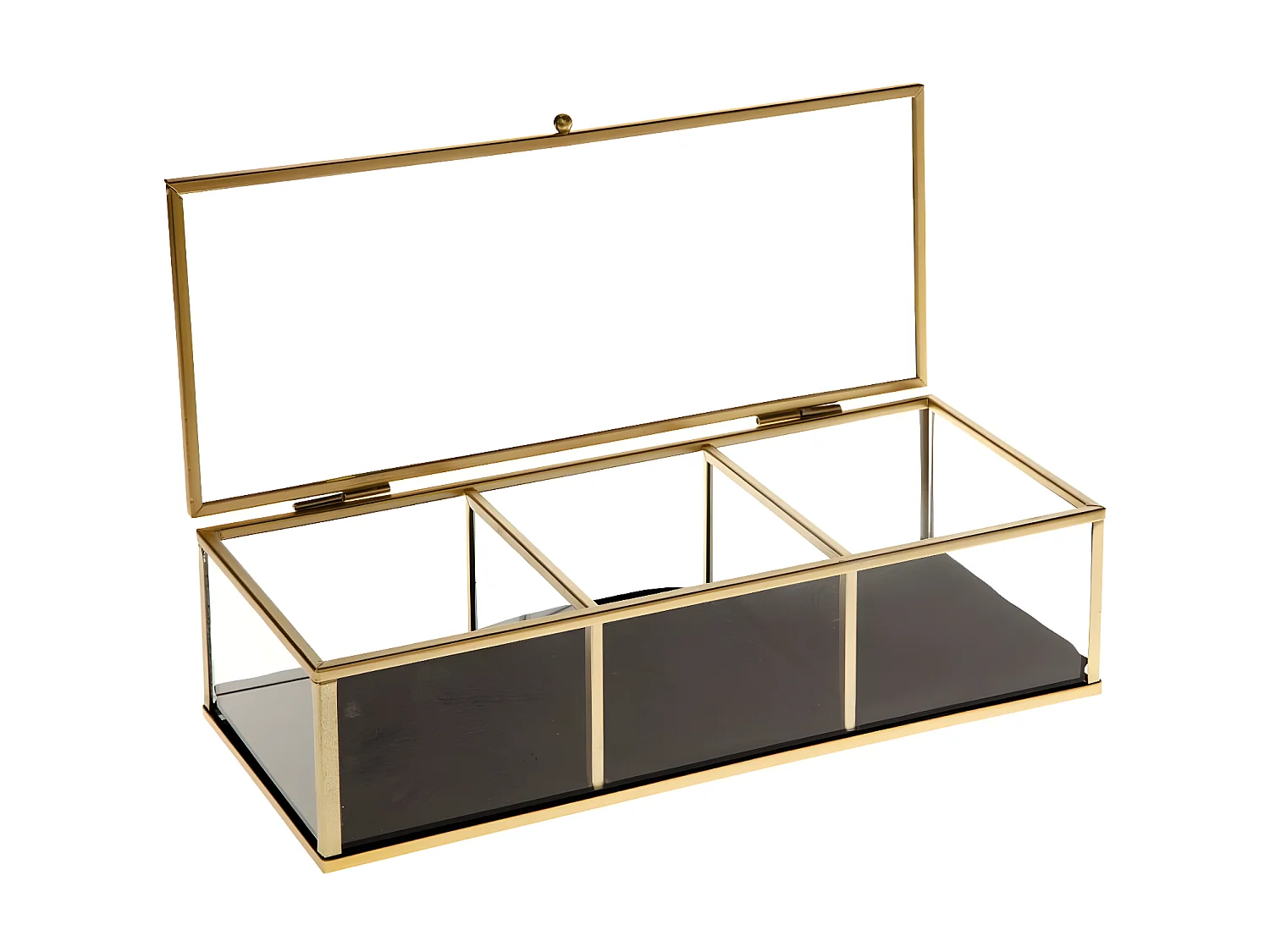 Boite à Bijoux rectangle Dorée en Verre et Velours  25 x 10 cm