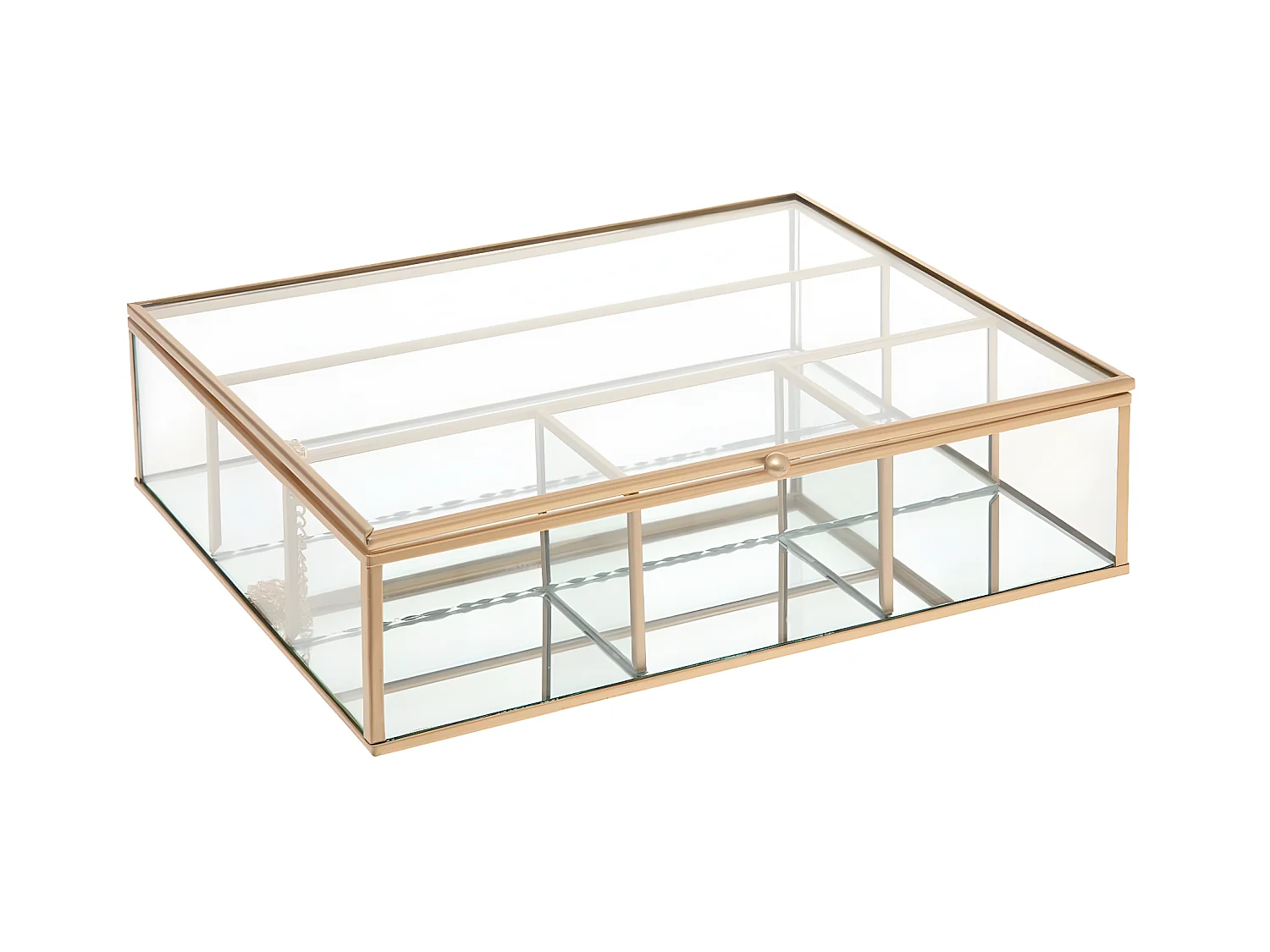 Boite à Bijoux en Verre et métal Doré