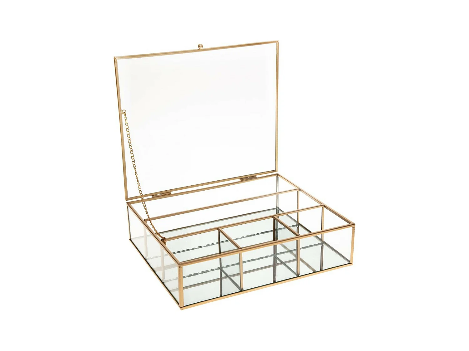 Boite à Bijoux en Verre et métal Doré