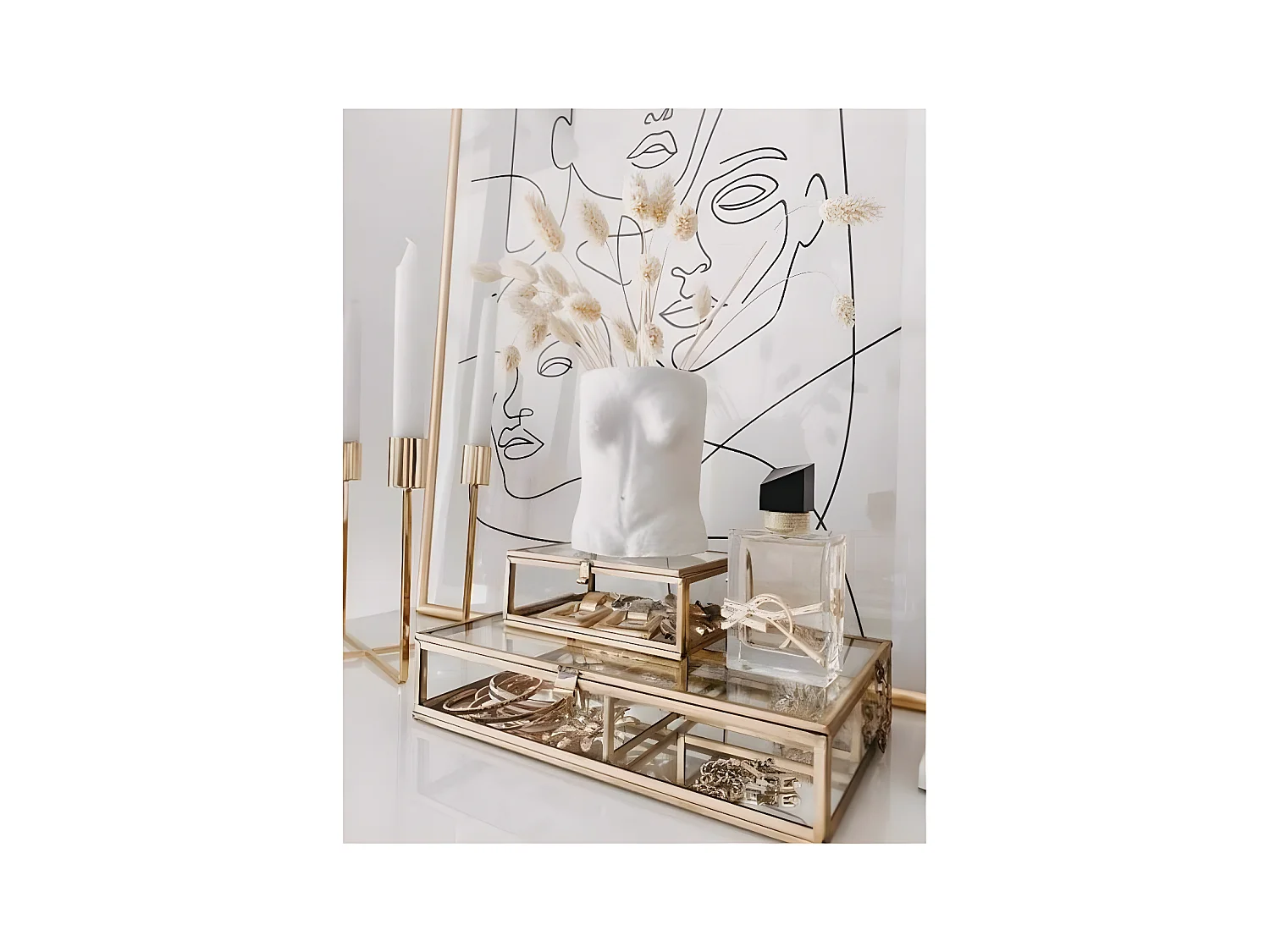 Boite à Bijoux en Verre et métal Doré