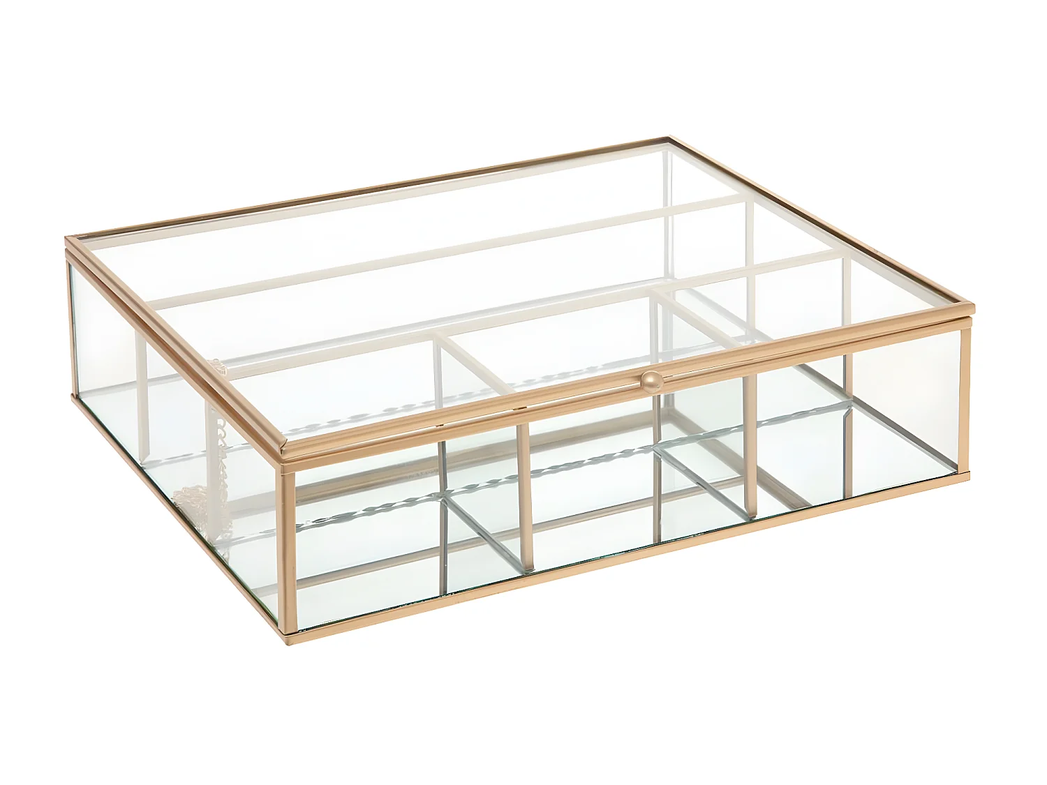 Boite à Bijoux en Verre et métal Doré