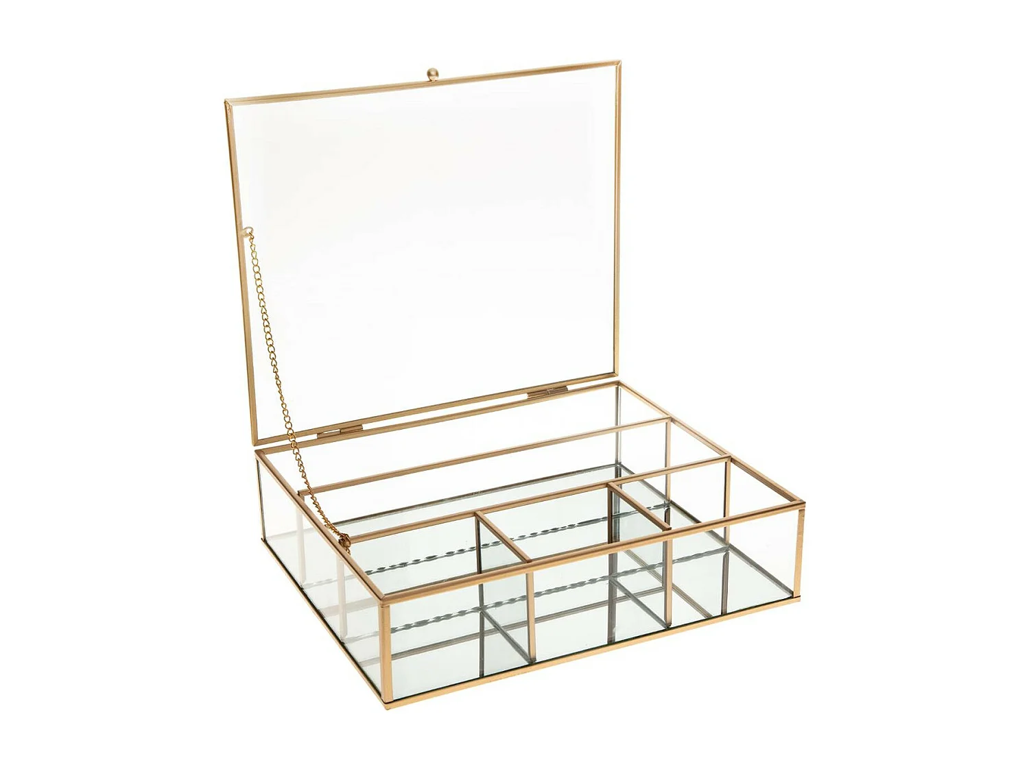 Boite à Bijoux en Verre et métal Doré