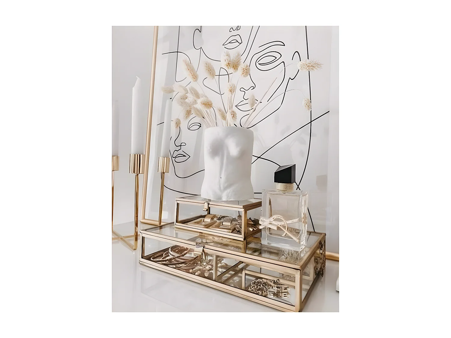 Boite à Bijoux en Verre et métal Doré