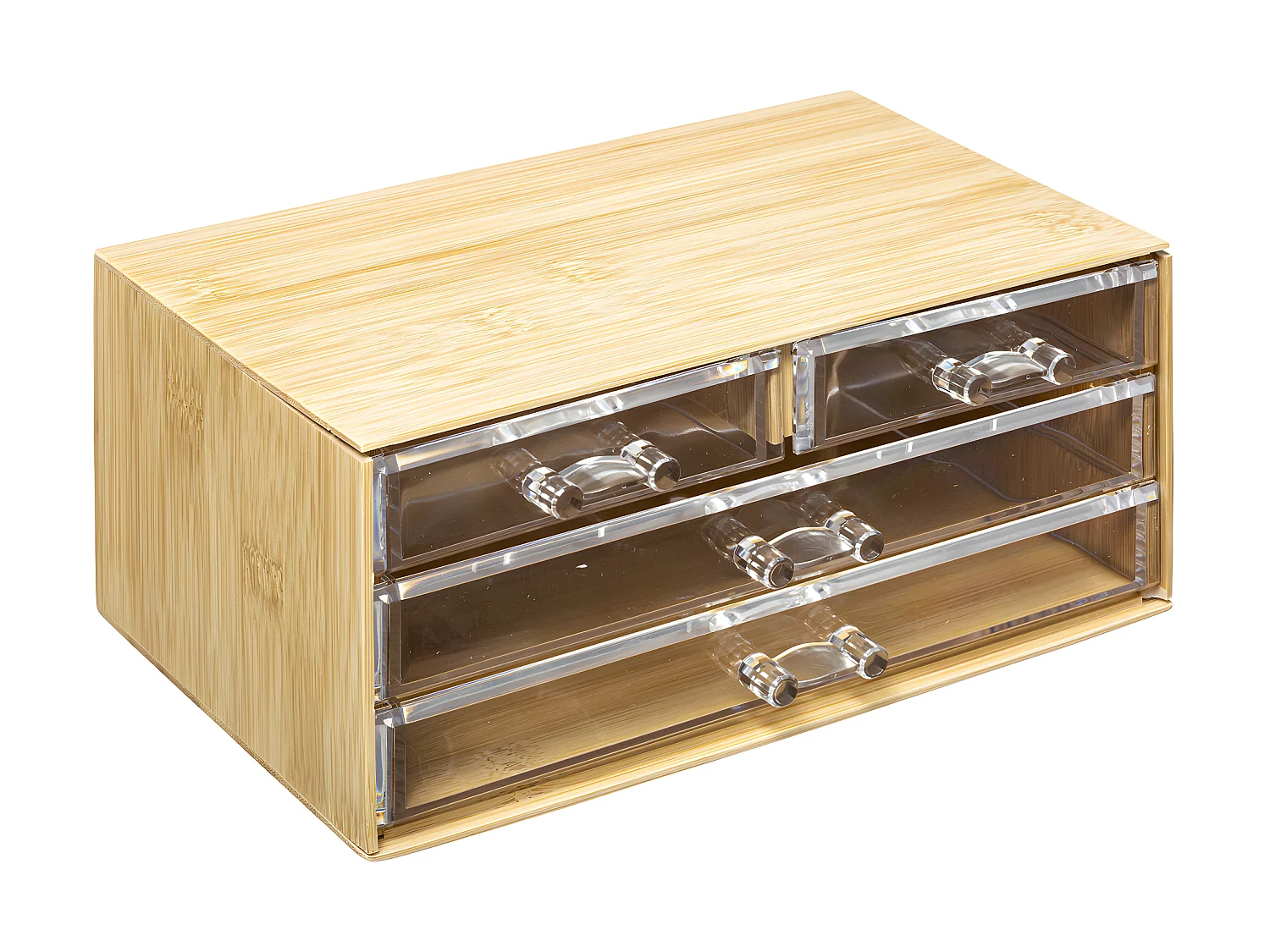 Boite à Bijoux en Bambou 4 Tiroirs transparents