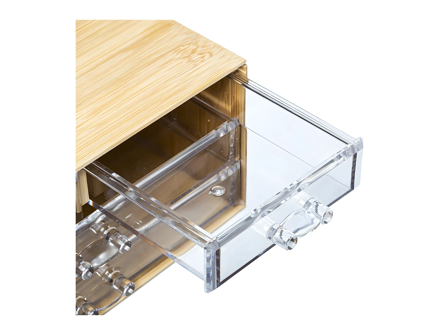 Boite à Bijoux en Bambou 4 Tiroirs transparents