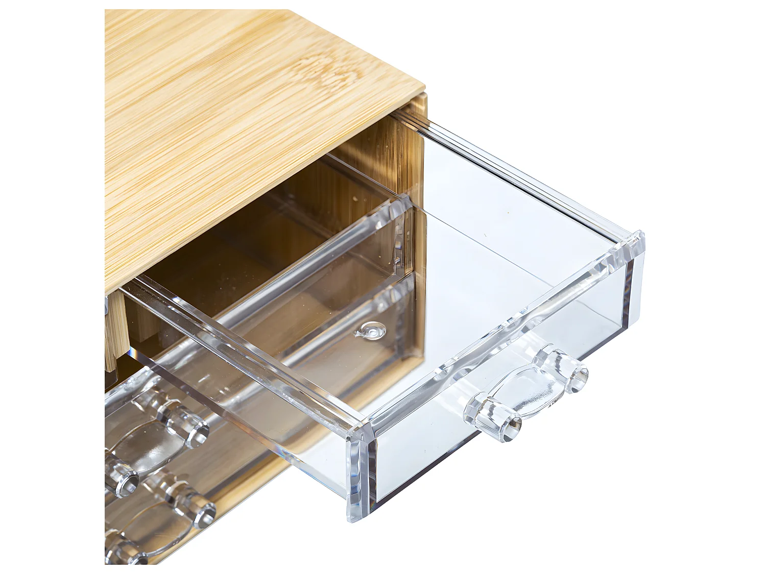 Boite à Bijoux en Bambou 4 Tiroirs transparents