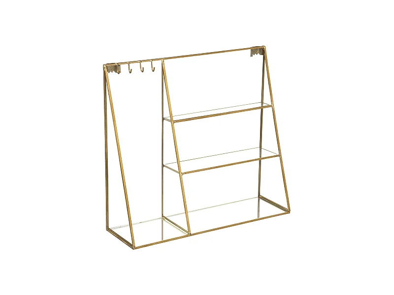 Porte-bijoux mural en Laiton et Verre 30 x 27 cm