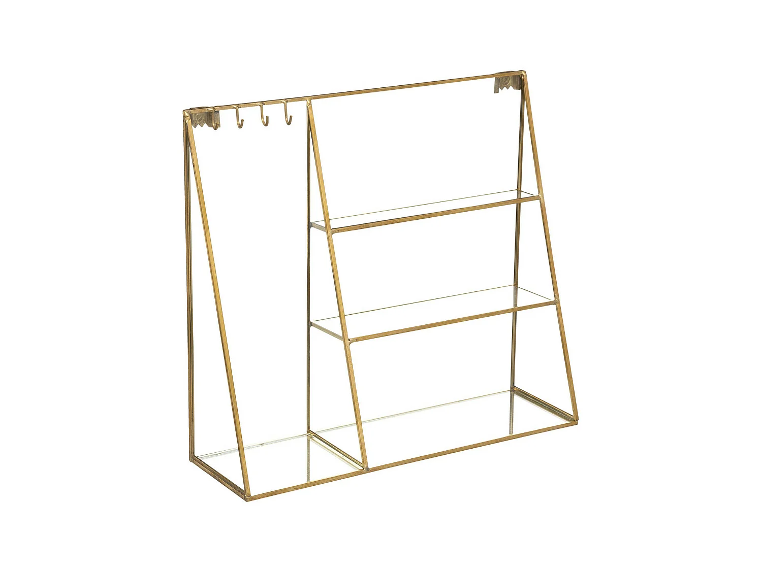 Porte-bijoux mural en Laiton et Verre 30 x 27 cm