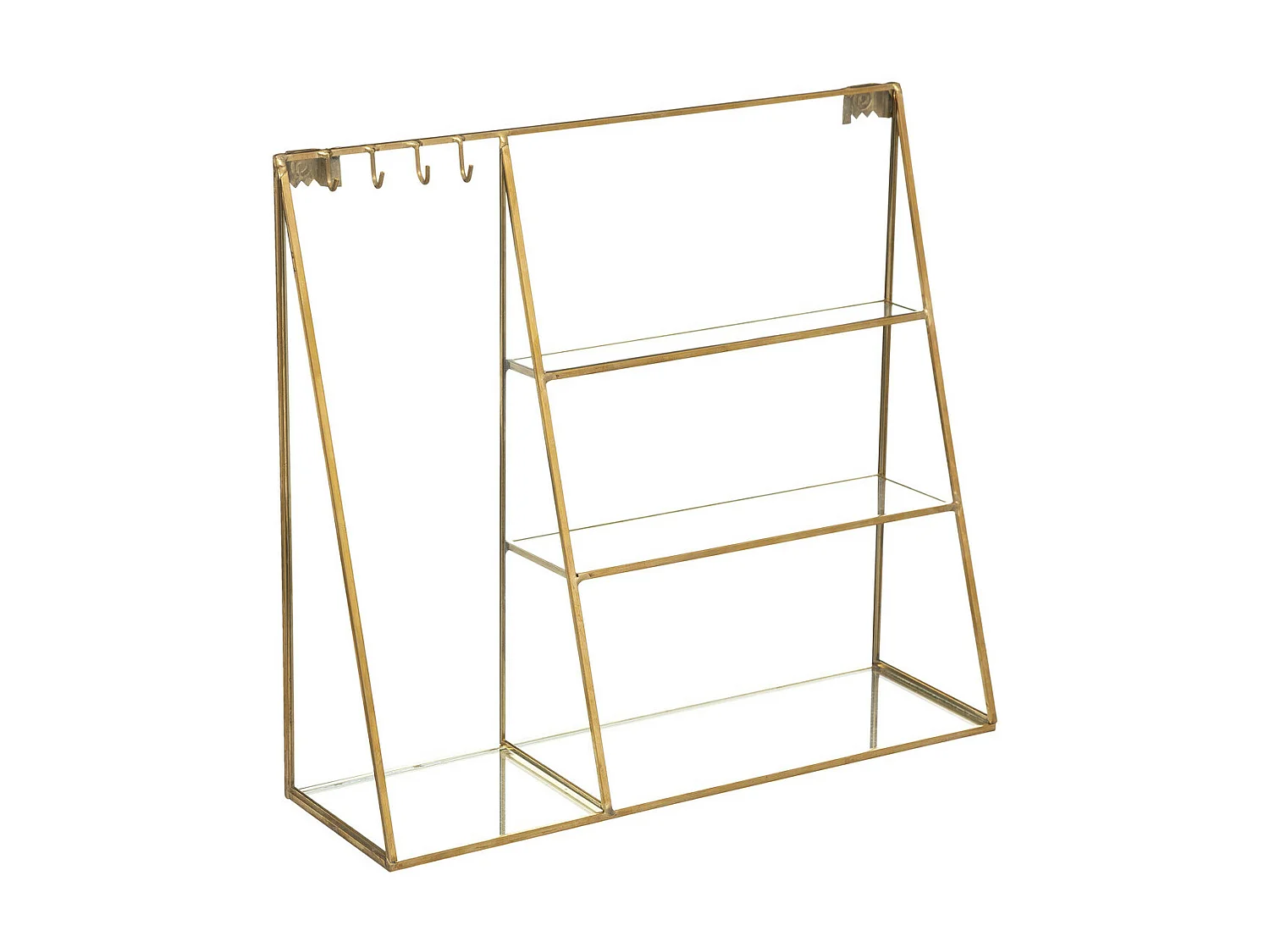 Porte-bijoux mural en Laiton et Verre 30 x 27 cm