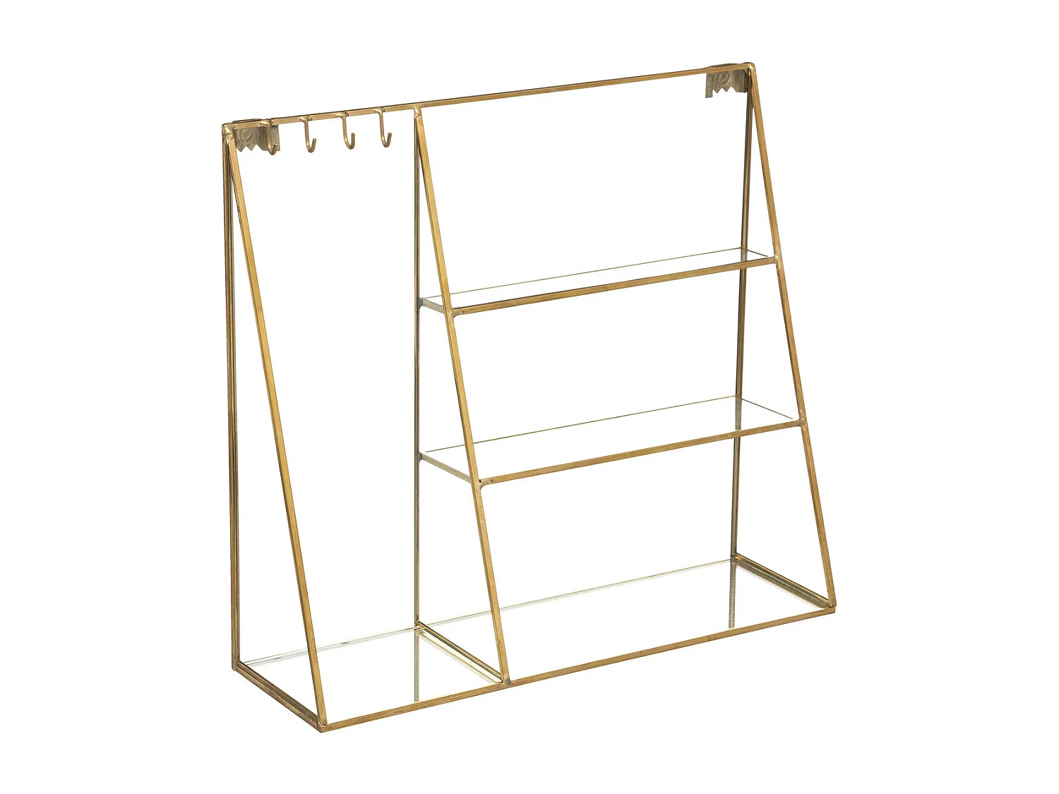 Porte-bijoux mural en Laiton et Verre 30 x 27 cm