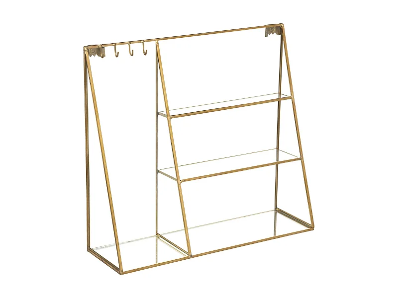 Porte-bijoux mural en Laiton et Verre 30 x 27 cm