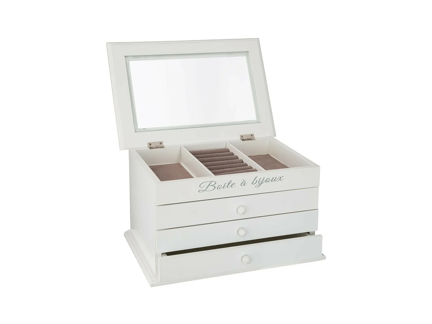 Boîte à Bijoux blanche avec 3 tiroirs 25 x 17 cm