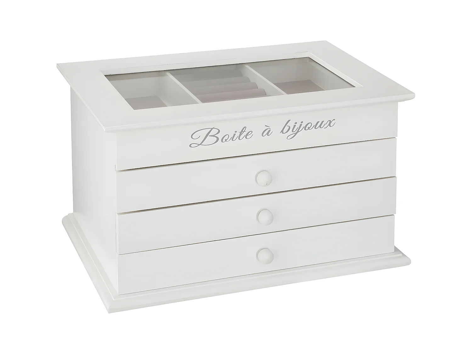Boîte à Bijoux blanche avec 3 tiroirs 25 x 17 cm