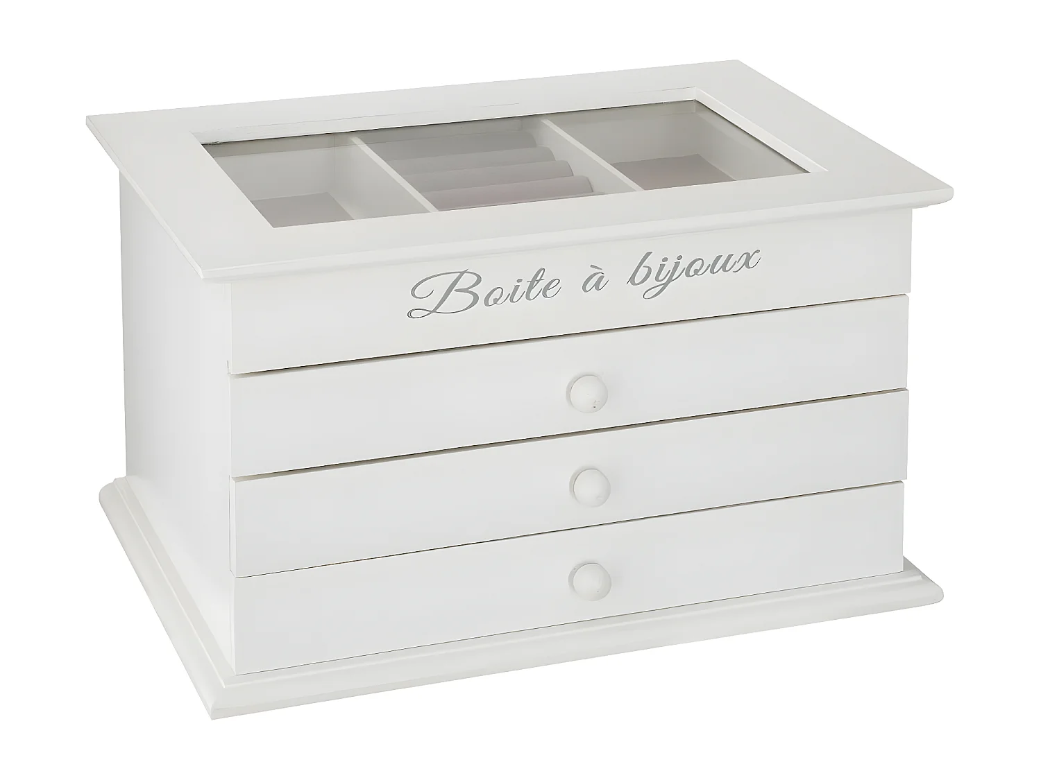 Boîte à Bijoux blanche avec 3 tiroirs 25 x 17 cm