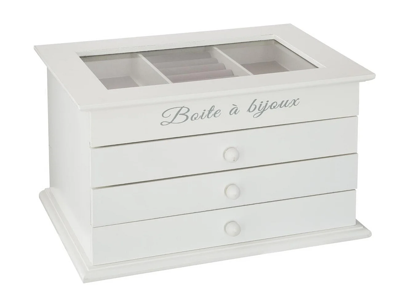 Boîte à Bijoux blanche avec 3 tiroirs 25 x 17 cm