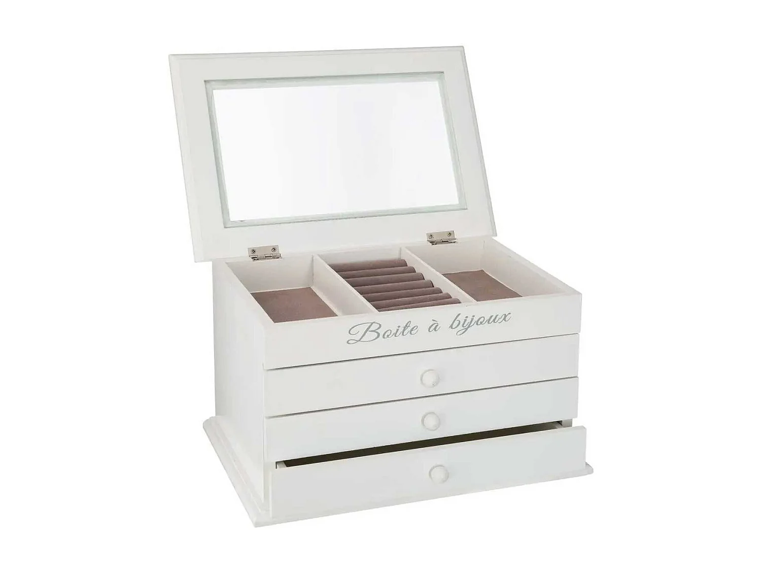 Boîte à Bijoux blanche avec 3 tiroirs 25 x 17 cm
