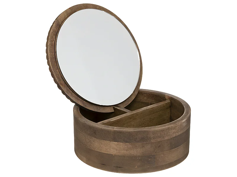 Boîte à bijoux en Bois avec Miroir  D 18 cm