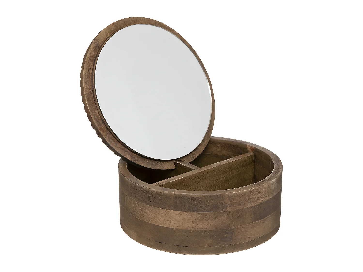 Boîte à bijoux en Bois avec Miroir  D 18 cm
