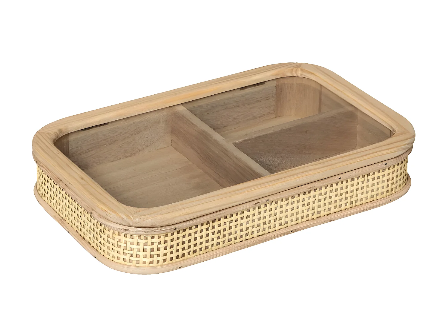 Boite à Bijoux  en Bois et Cannage en Rotin