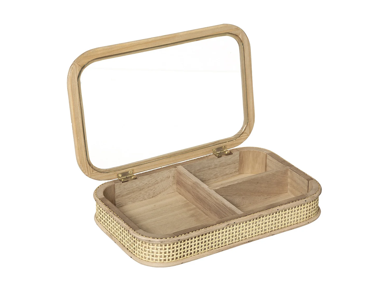 Boite à Bijoux  en Bois et Cannage en Rotin