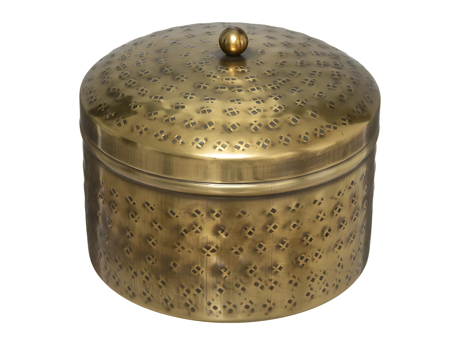 Lot de 2 Boîtes déco en Métal doré martelé