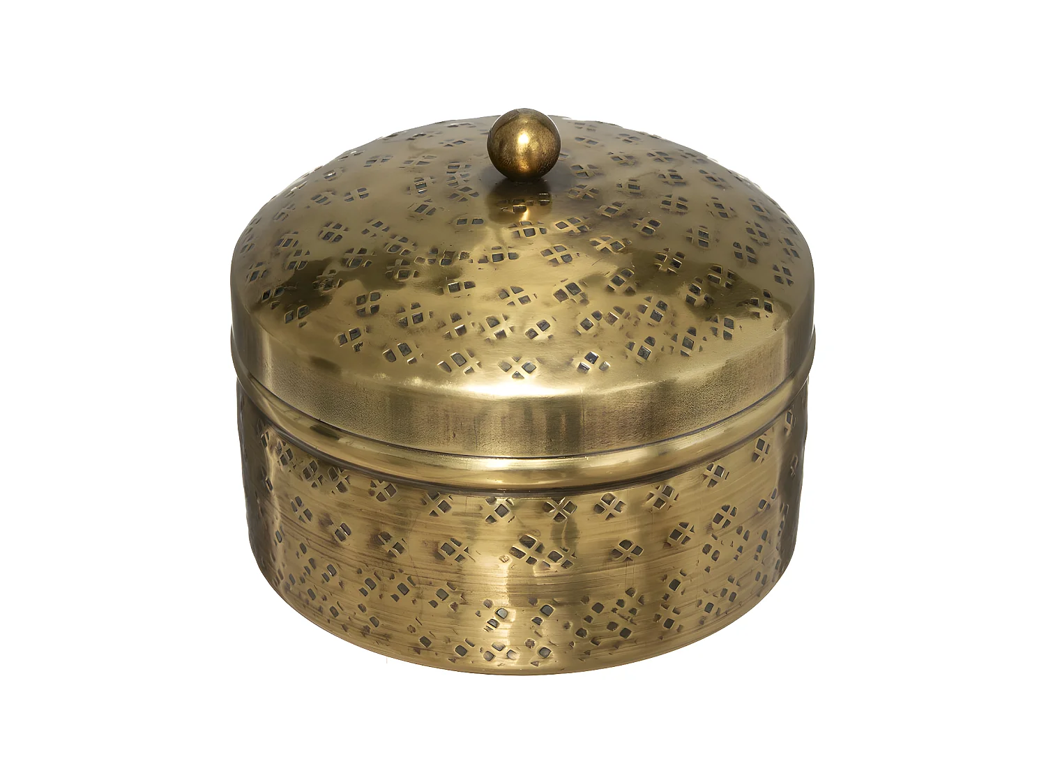 Lot de 2 Boîtes déco en Métal doré martelé