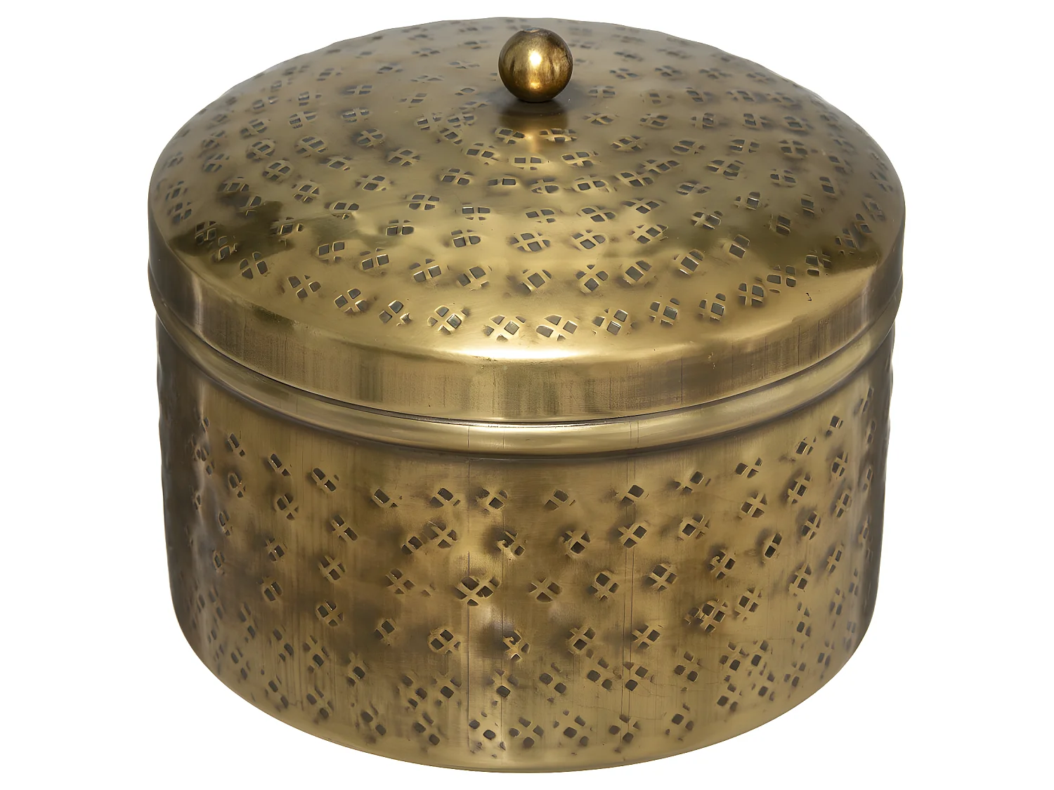 Lot de 2 Boîtes déco en Métal doré martelé