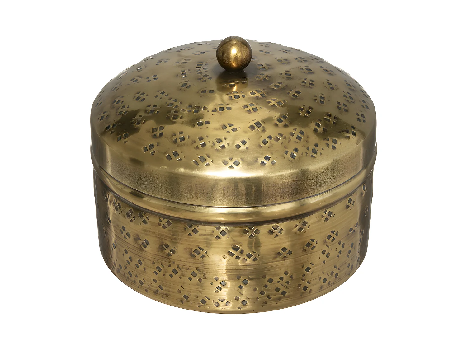 Lot de 2 Boîtes déco en Métal doré martelé