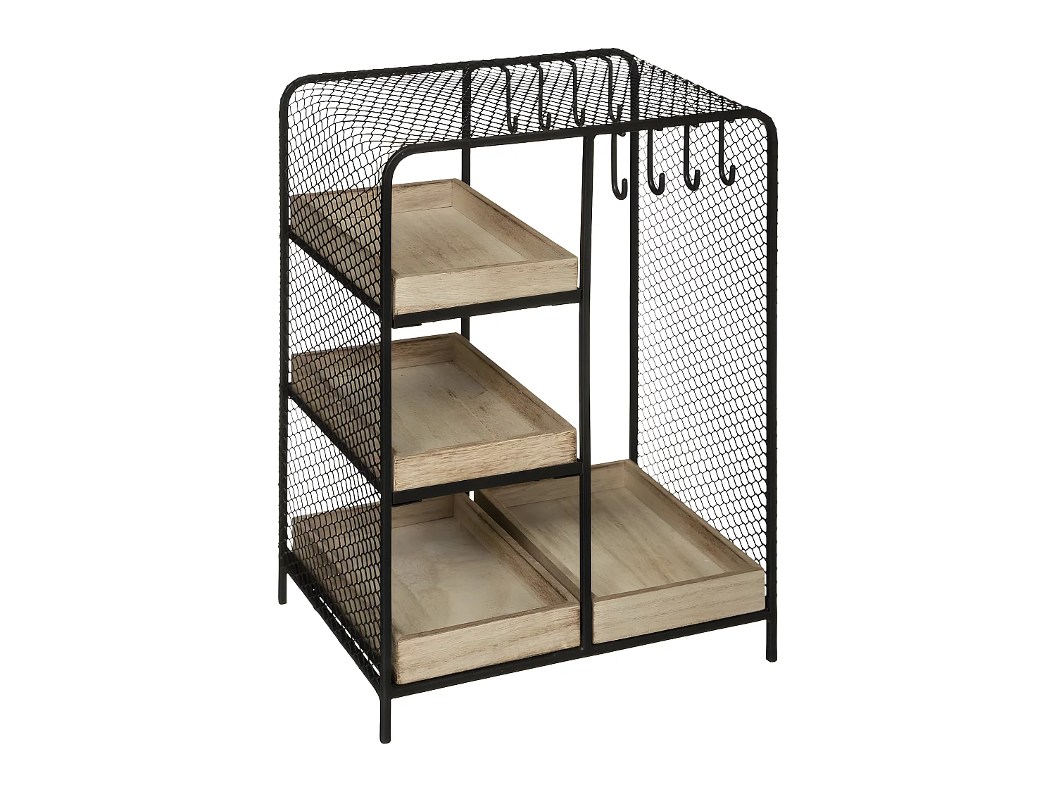 Porte Bijoux forme Dressing en Bois et Métal Noir H 28 cm