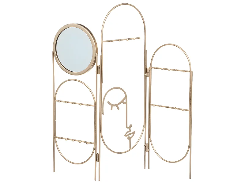 Grand Porte Bijoux avec Miroir en Métal et Verre  H 40,5 cm