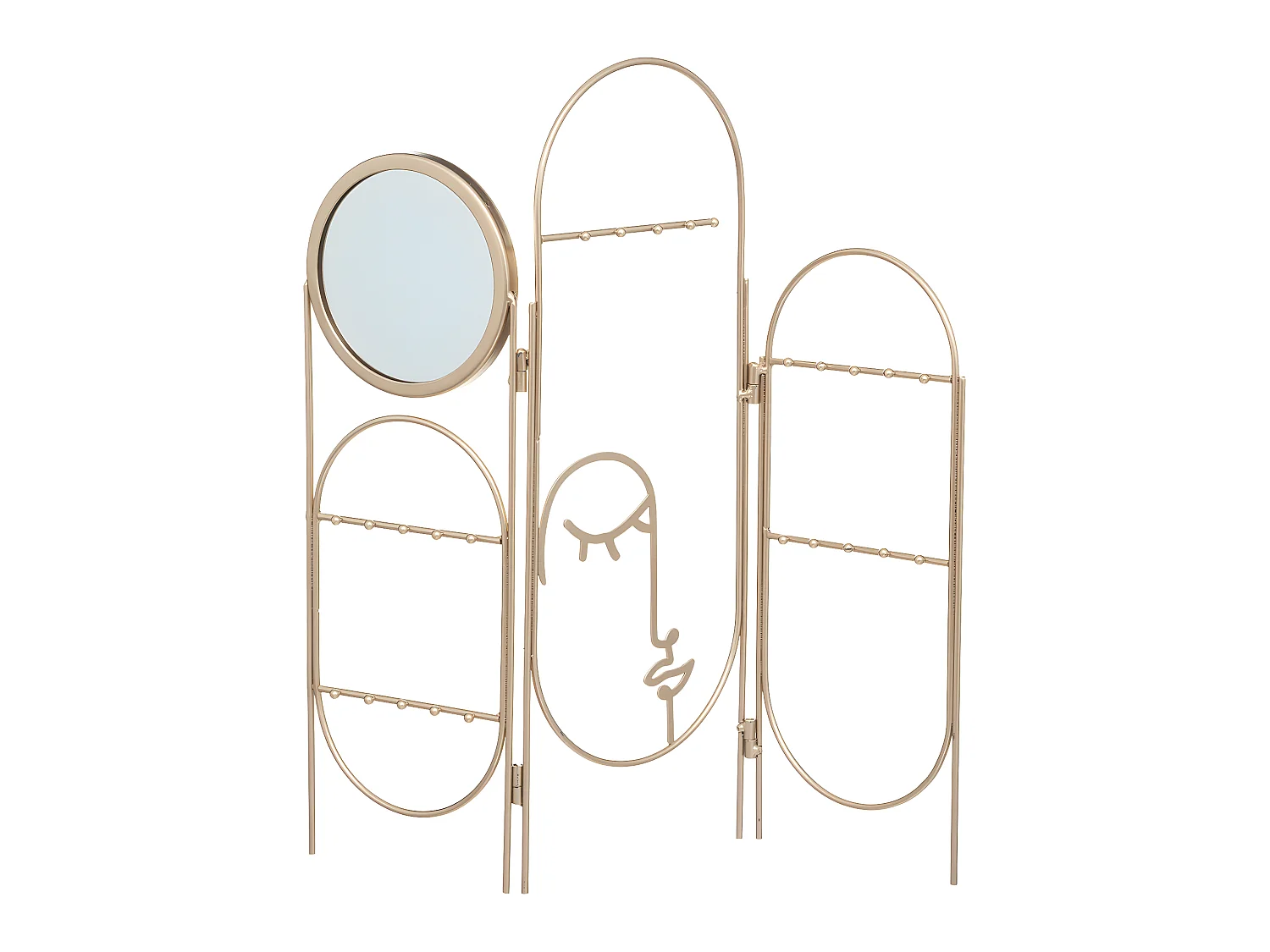 Grand Porte Bijoux avec Miroir en Métal et Verre  H 40,5 cm