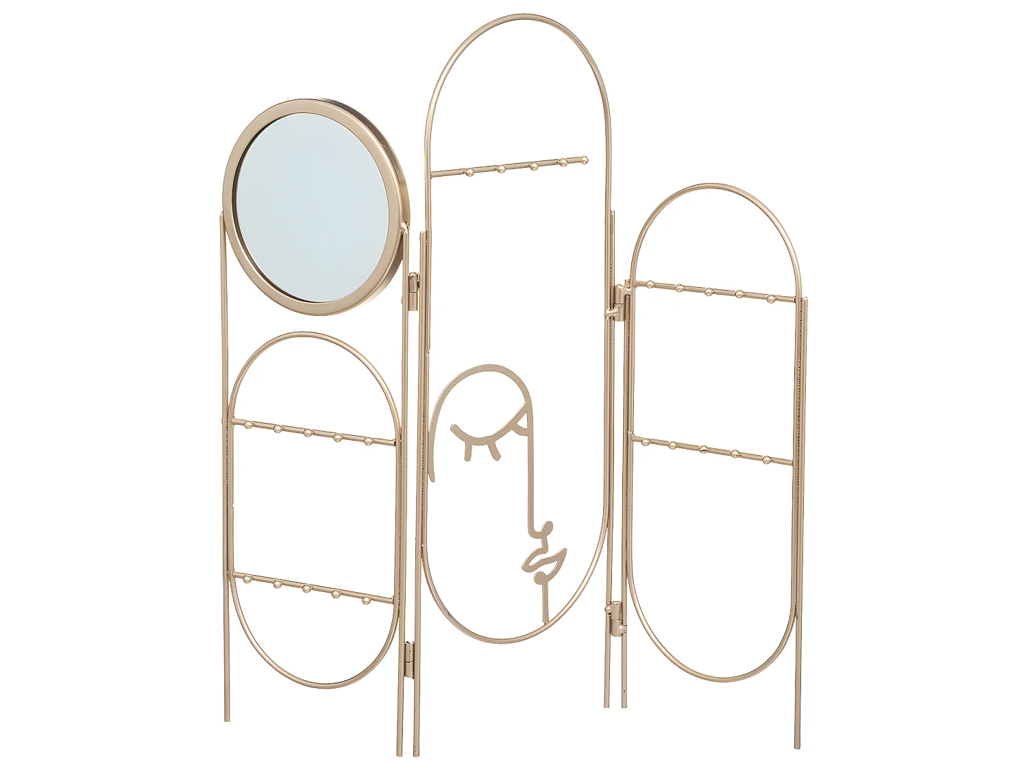 Grand Porte Bijoux avec Miroir en Métal et Verre  H 40,5 cm