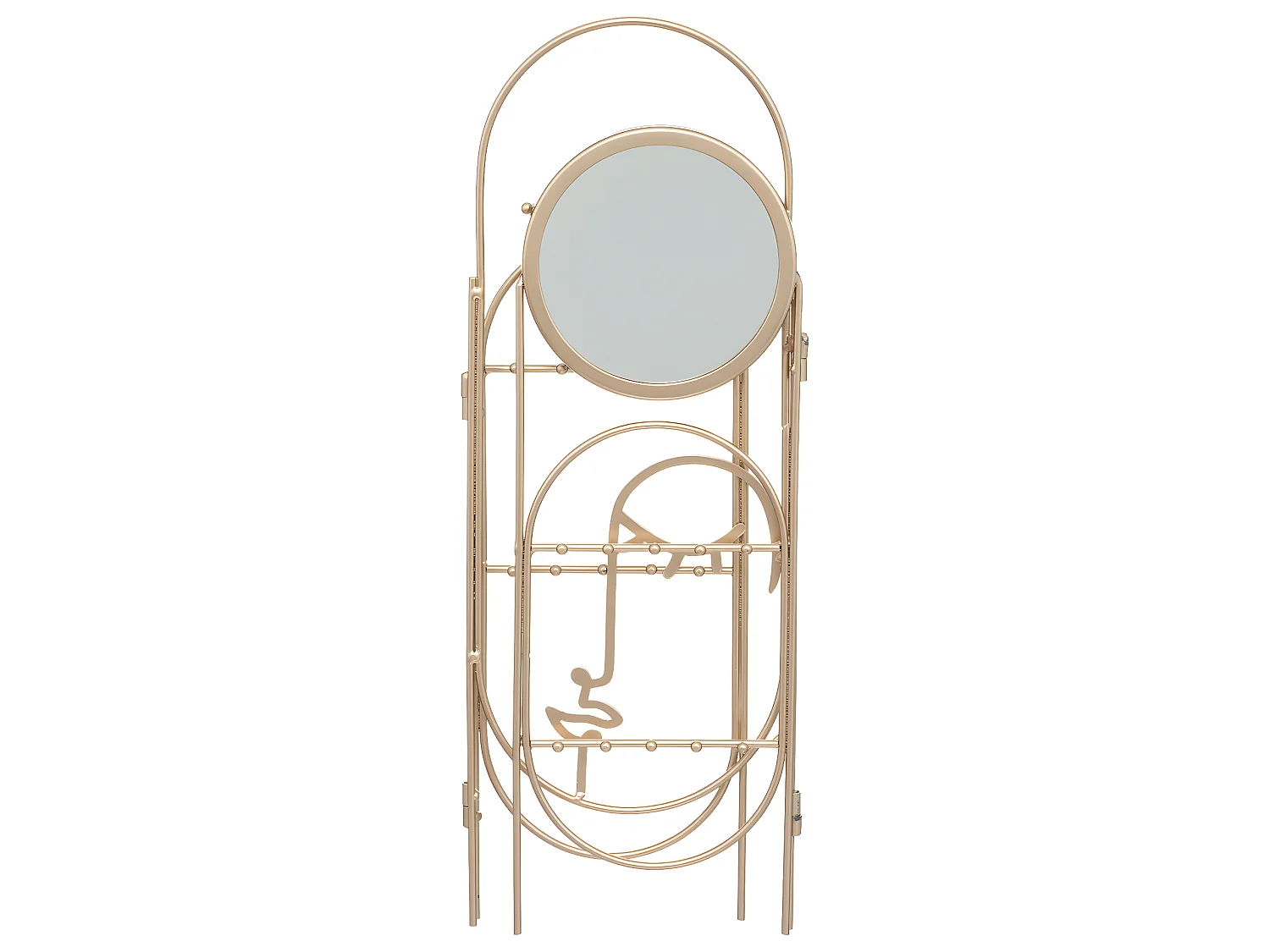 Grand Porte Bijoux avec Miroir en Métal et Verre  H 40,5 cm