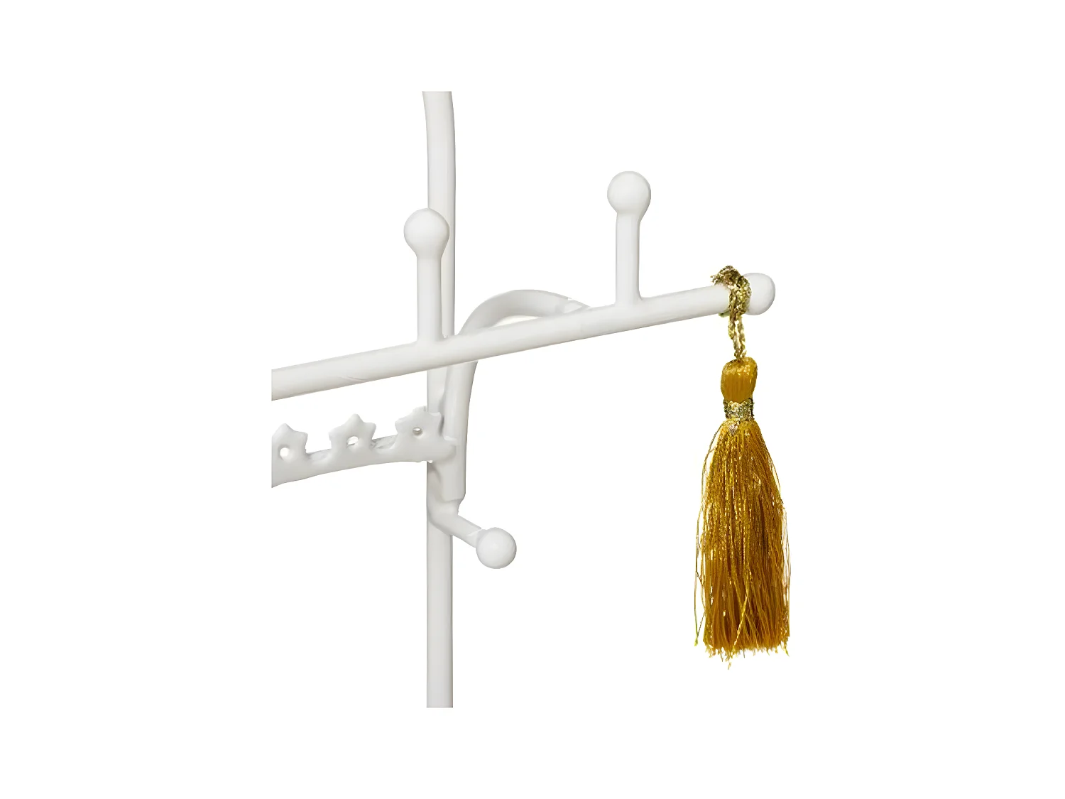 Porte Bijoux en Métal Blanc avec Pompons H 29.7 cm