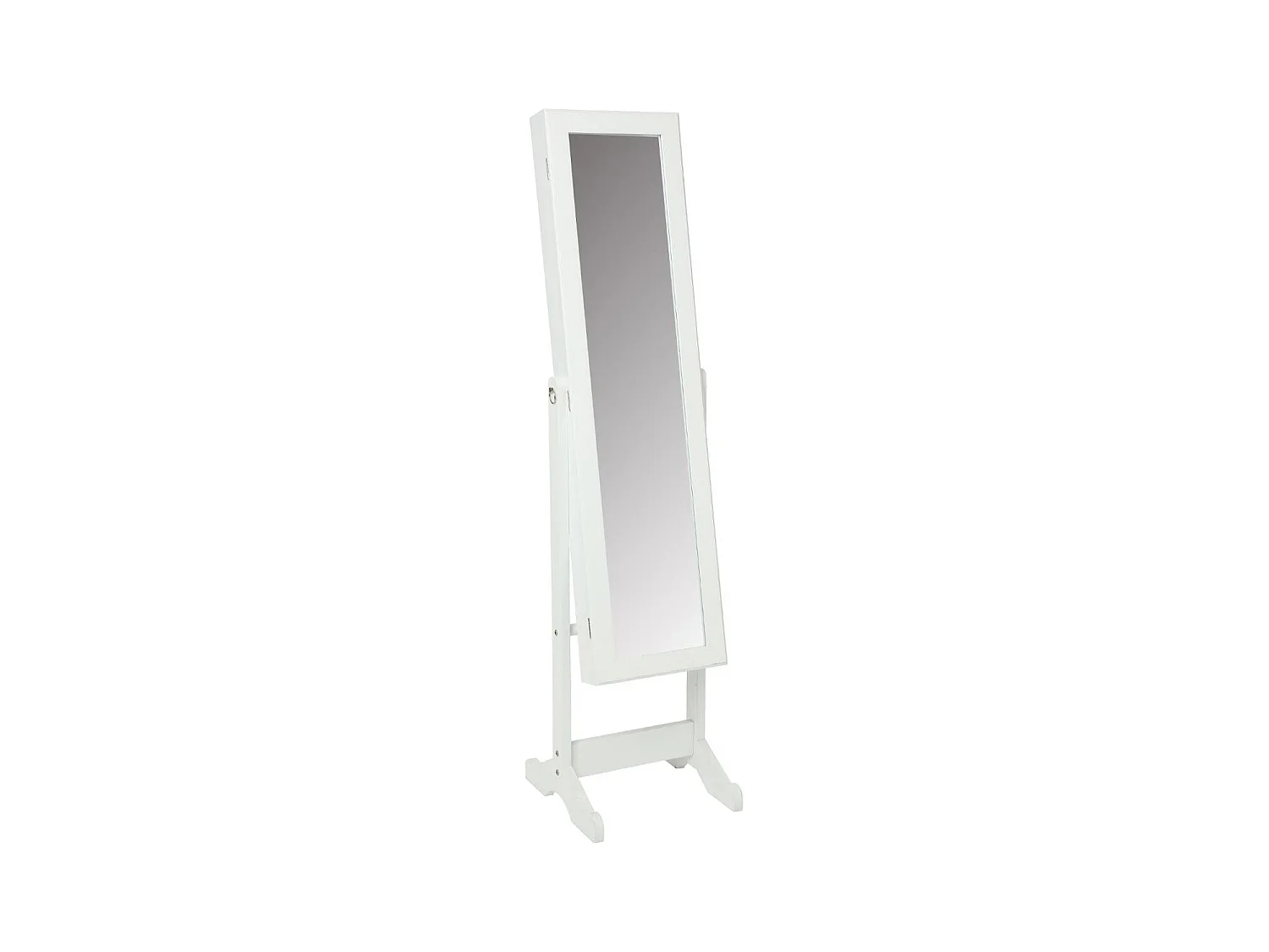 Armoire à Bijoux en Bois Blanc et Miroir en Verre Hauteur 145 cm